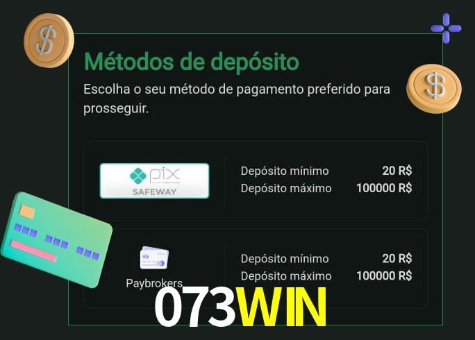 O cassino 073WIN oferece uma grande variedade de métodos de pagamento